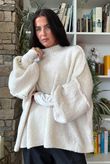 Big Softie Funnel Grunge Knit Ecru